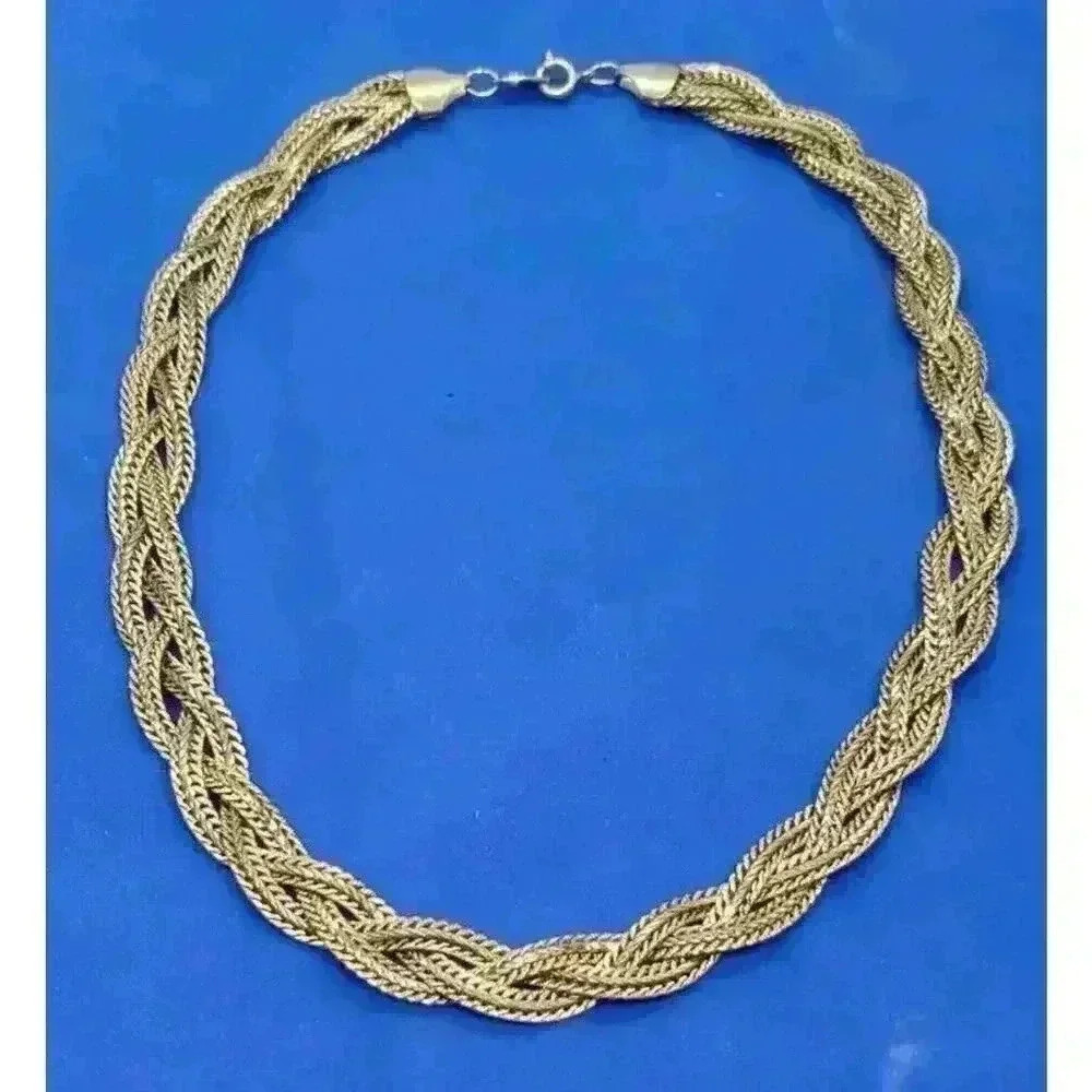 Vintage Rare Trifari Gold Necklace Thick Braided Chunky Signed